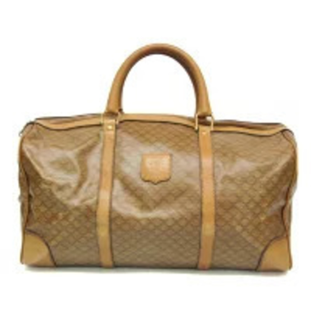 Celine Macadam Leather Boston Bag Beige Tan